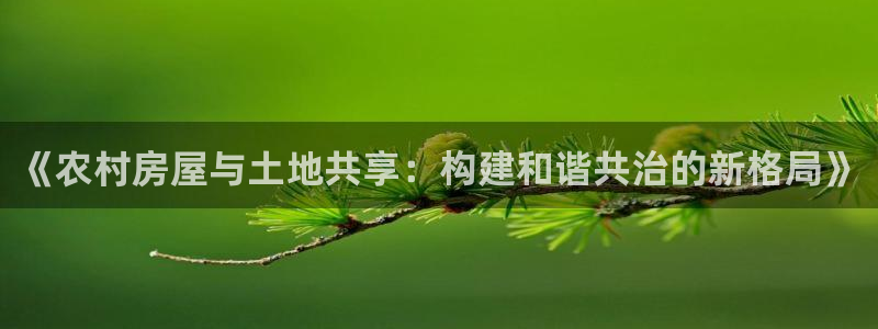 富联娱乐：《农村房屋与土地共享：构建和谐共治的新格局》
