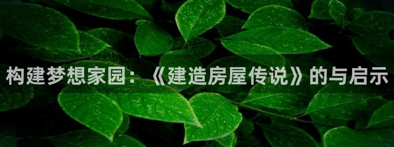 富联2娱乐资讯官网下载：构建梦想家园：《建造房屋传说》的与启示